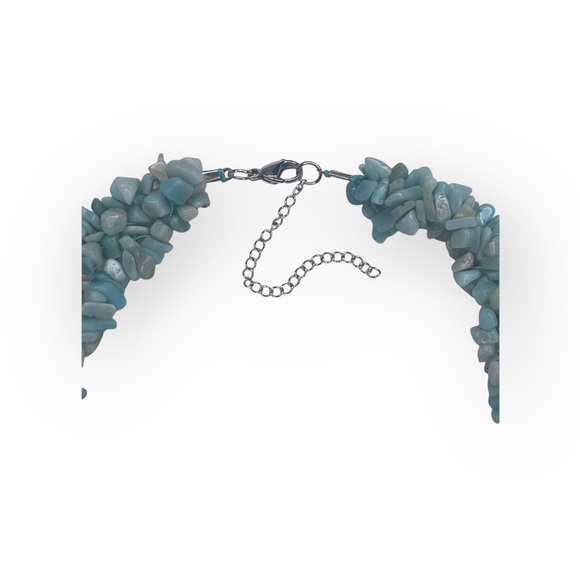 new Larimar Dolphin Stone Collar Necklace ❤︎ Woven Chips ❤︎ Stones Gems Crystals - Picture 14 of 16